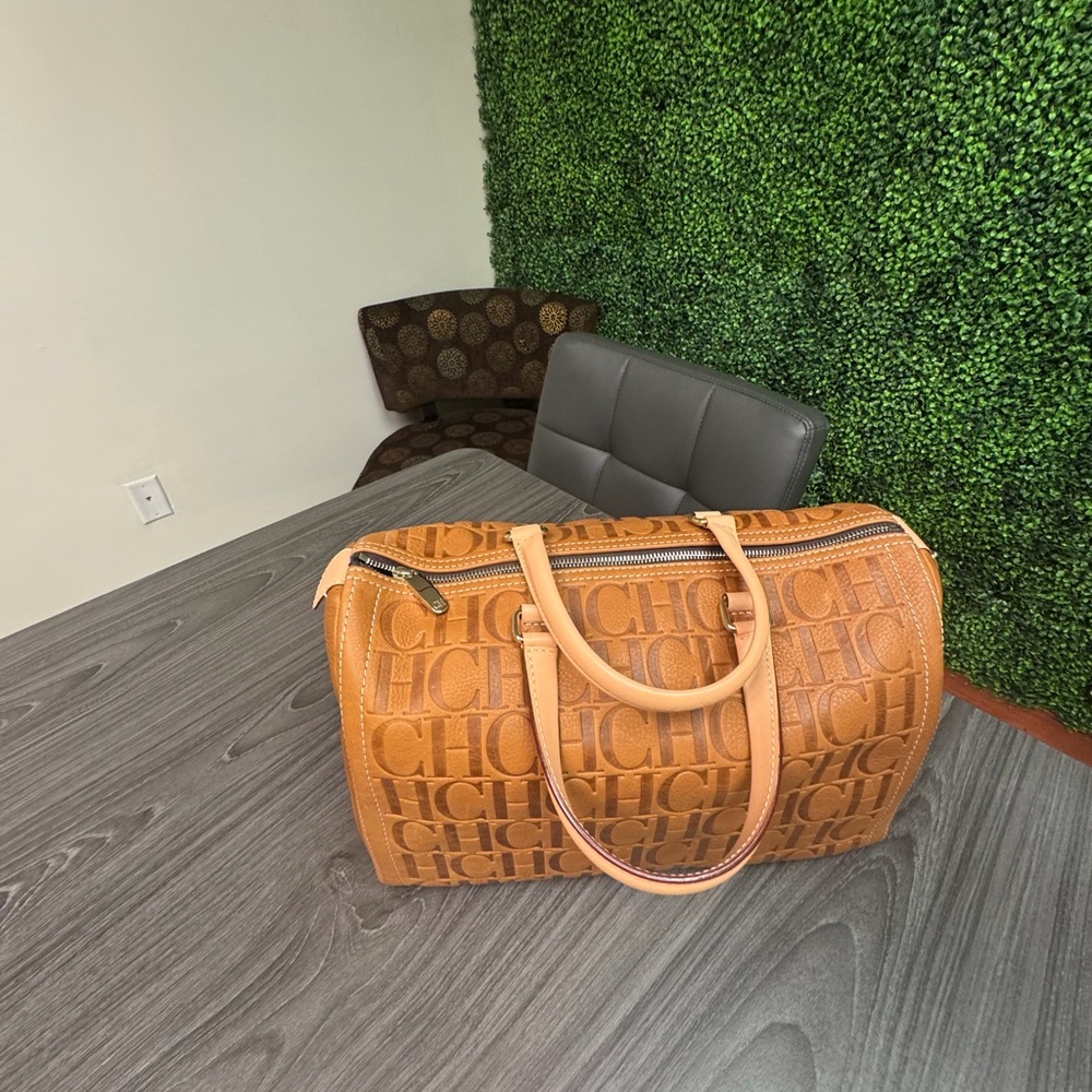 Carolina Herrera Brown Monogram Travel Bag